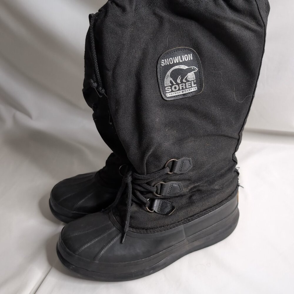 Sorel Snowlion Men's Black Waterproof Lined Winter Boots, Size 8